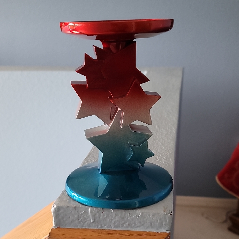 Bath & Body Works Red and Blue Star Candle Holder